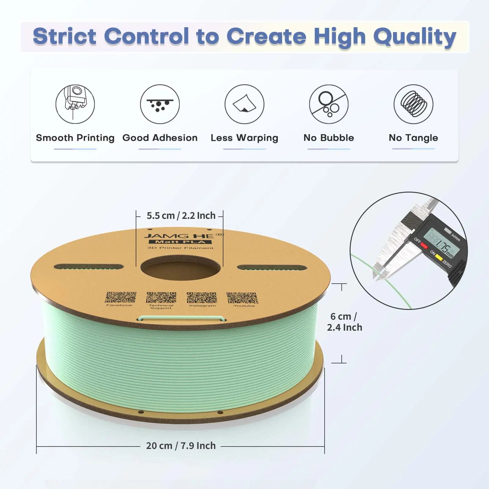 Filament do drukarki 3D Jamghe Matt PLA Czarny, 1,75mm 1kg 3 Filament do drukarki 3D Jamghe Matt PLA Czarny, 1,75mm 1kg