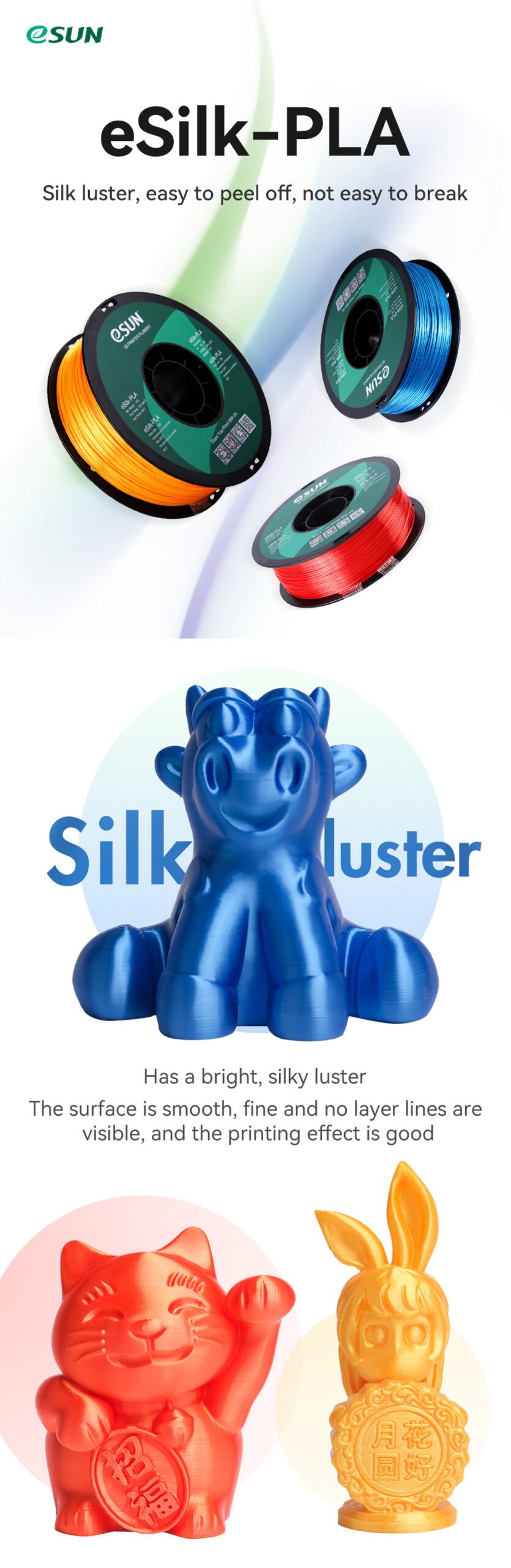 Filament do drukarki 3D eSun eSilk PLA miedziany, 1,75mm 1kg 3 Filament do drukarki 3D eSun eSilk PLA miedziany, 1,75mm 1kg