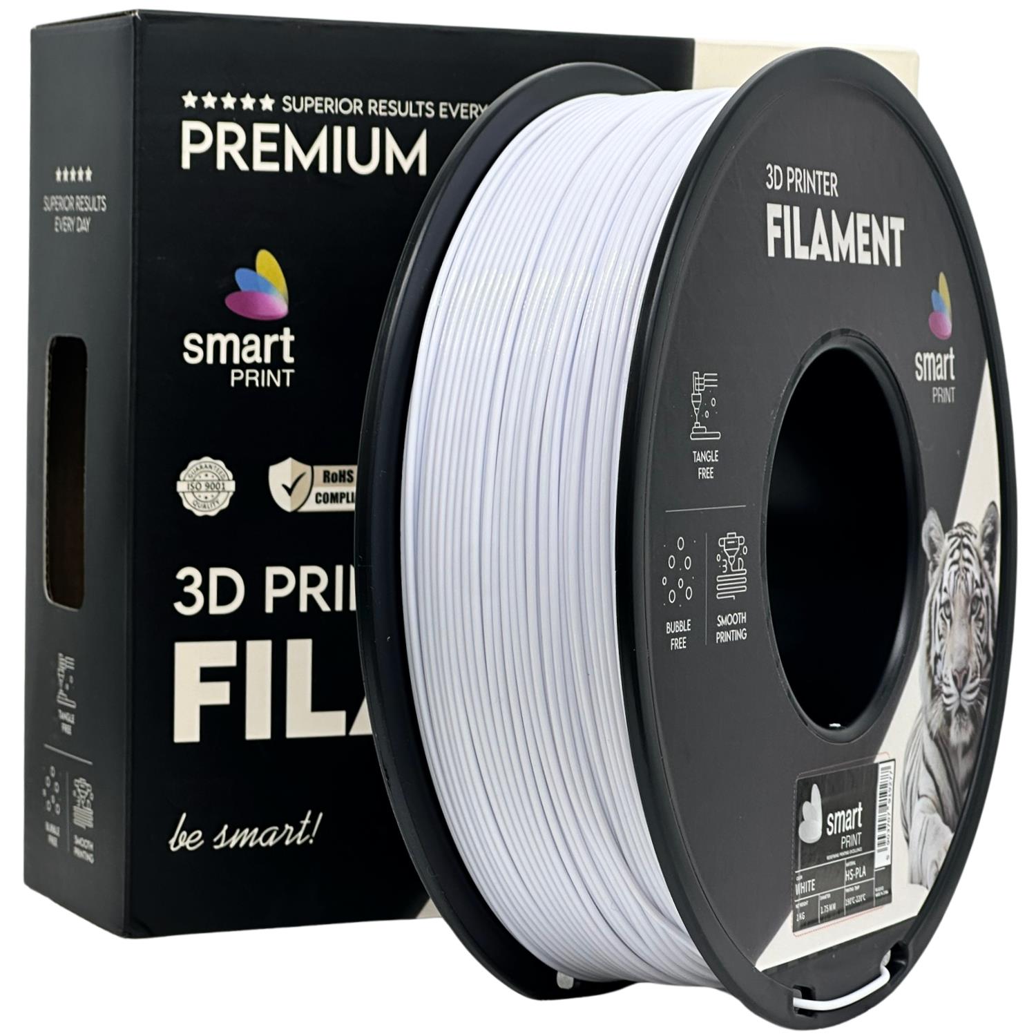 Filament do drukarki 3D Smart Print HS-PLA biały 1,75 mm 1 kg 1 Filament do drukarki 3D Smart Print HS-PLA biały 1,75 mm 1 kg