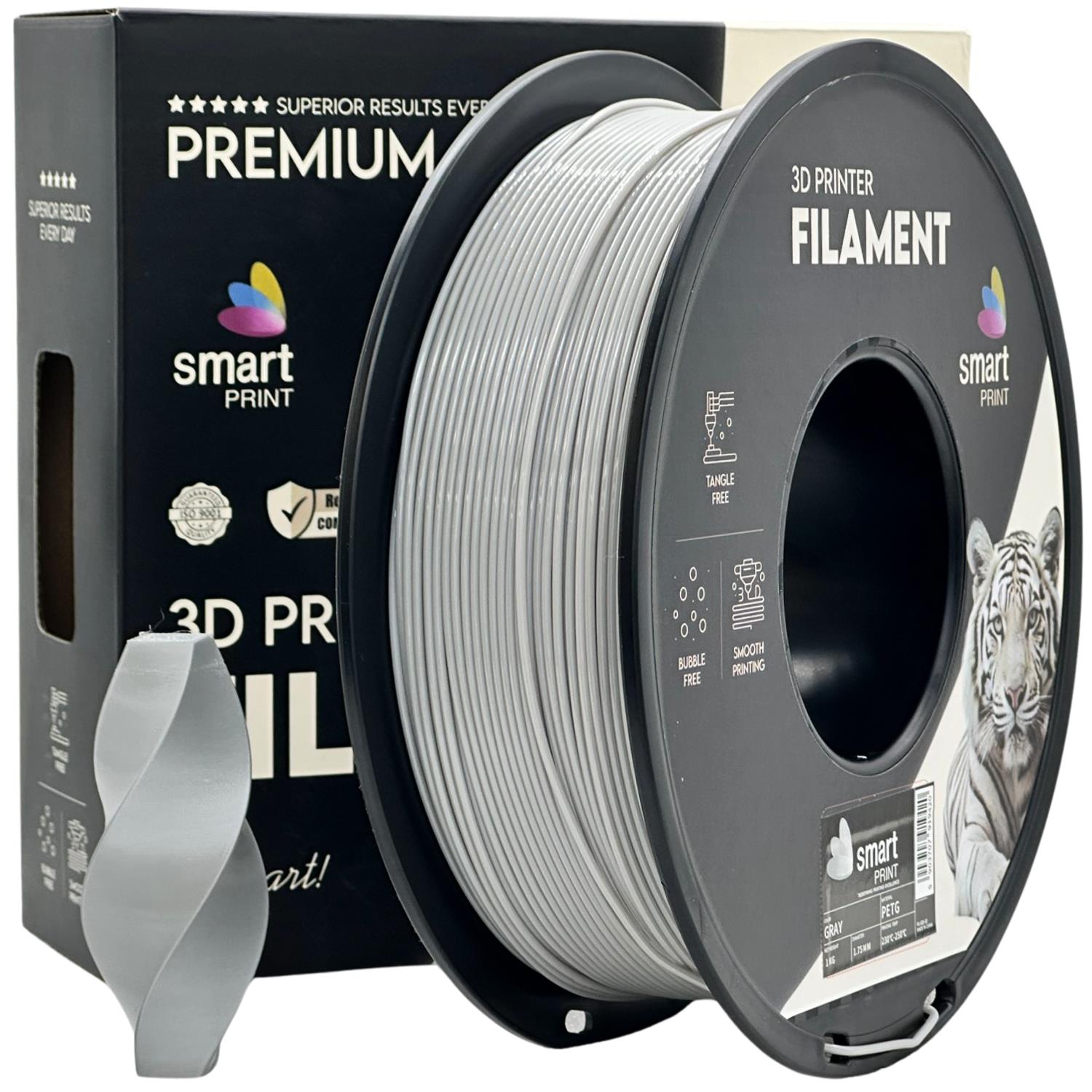Filament do drukarki 3D Smart Print PETG szary 1,75 mm 1 kg 1 Filament do drukarki 3D Smart Print PETG szary 1,75 mm 1 kg
